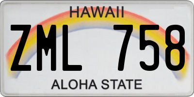 HI license plate ZML758