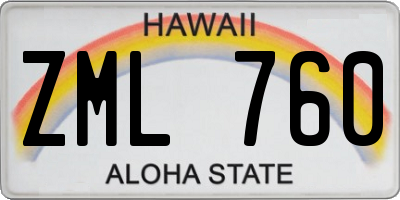 HI license plate ZML760