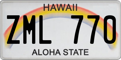HI license plate ZML770