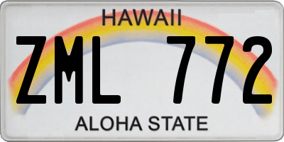 HI license plate ZML772