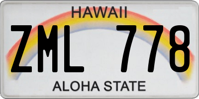 HI license plate ZML778