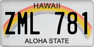HI license plate ZML781