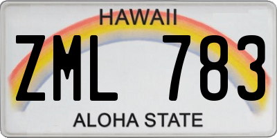 HI license plate ZML783