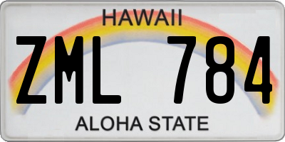 HI license plate ZML784