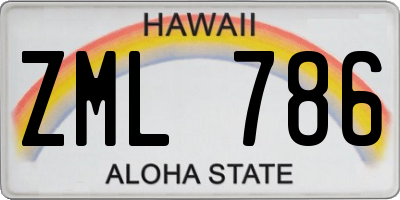 HI license plate ZML786