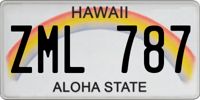 HI license plate ZML787