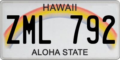 HI license plate ZML792