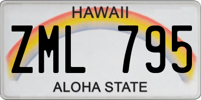 HI license plate ZML795