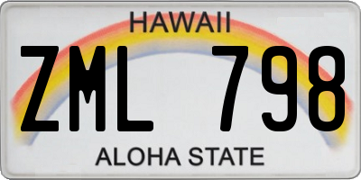 HI license plate ZML798