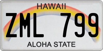 HI license plate ZML799