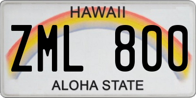 HI license plate ZML800