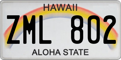 HI license plate ZML802