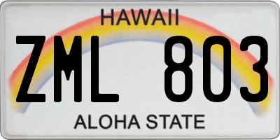 HI license plate ZML803