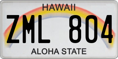 HI license plate ZML804
