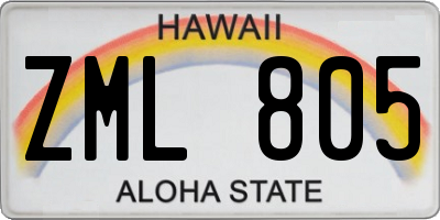HI license plate ZML805