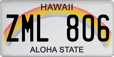 HI license plate ZML806