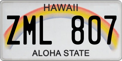 HI license plate ZML807