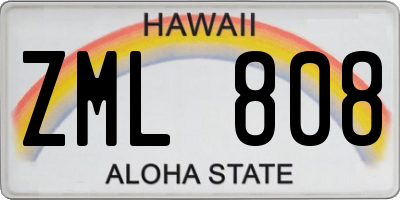 HI license plate ZML808