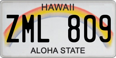 HI license plate ZML809
