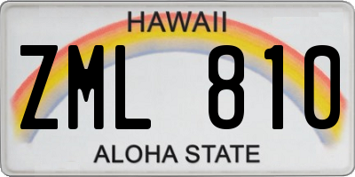 HI license plate ZML810