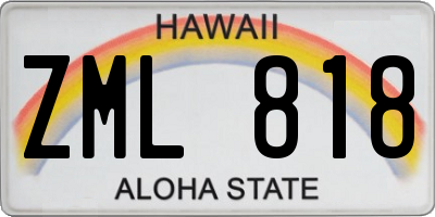 HI license plate ZML818