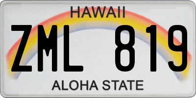 HI license plate ZML819