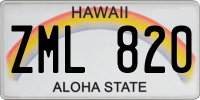 HI license plate ZML820