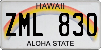 HI license plate ZML830