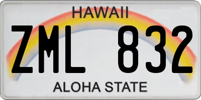 HI license plate ZML832