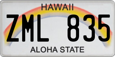 HI license plate ZML835