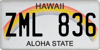 HI license plate ZML836