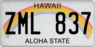 HI license plate ZML837