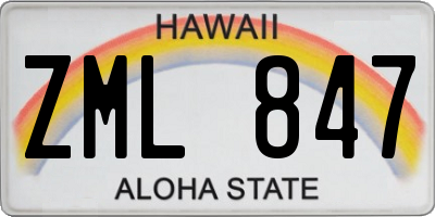 HI license plate ZML847