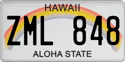 HI license plate ZML848