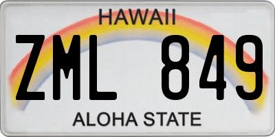 HI license plate ZML849