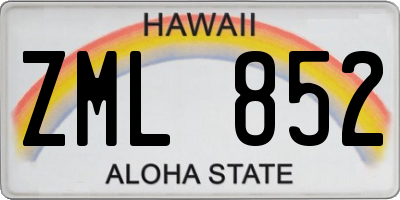 HI license plate ZML852