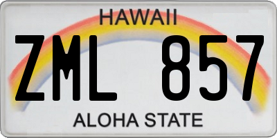 HI license plate ZML857