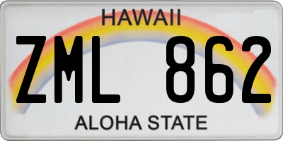 HI license plate ZML862