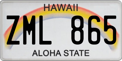 HI license plate ZML865