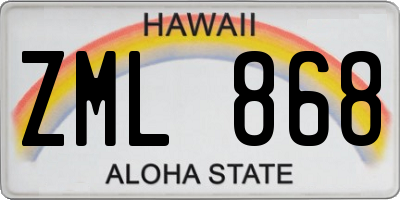 HI license plate ZML868