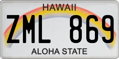 HI license plate ZML869
