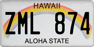 HI license plate ZML874