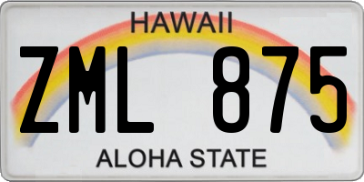 HI license plate ZML875