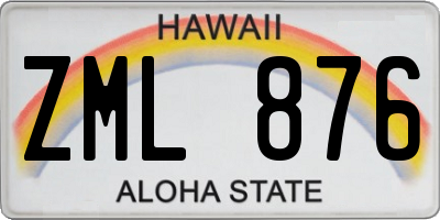 HI license plate ZML876