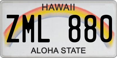 HI license plate ZML880