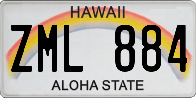 HI license plate ZML884