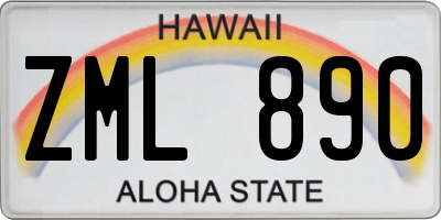 HI license plate ZML890