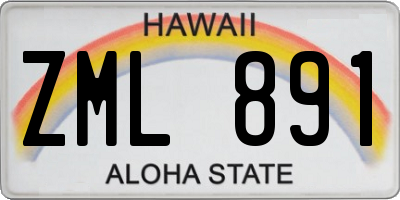 HI license plate ZML891