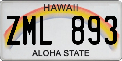 HI license plate ZML893