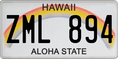 HI license plate ZML894